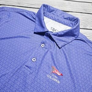 1764 Golf‎ Polo Shirt 123rd US OPEN Men's Size Medium Purple Polyester Spandex